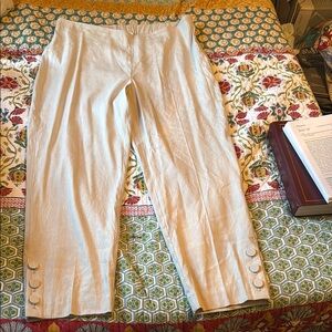 J. Jill gray linen stretch pants with button cuffs